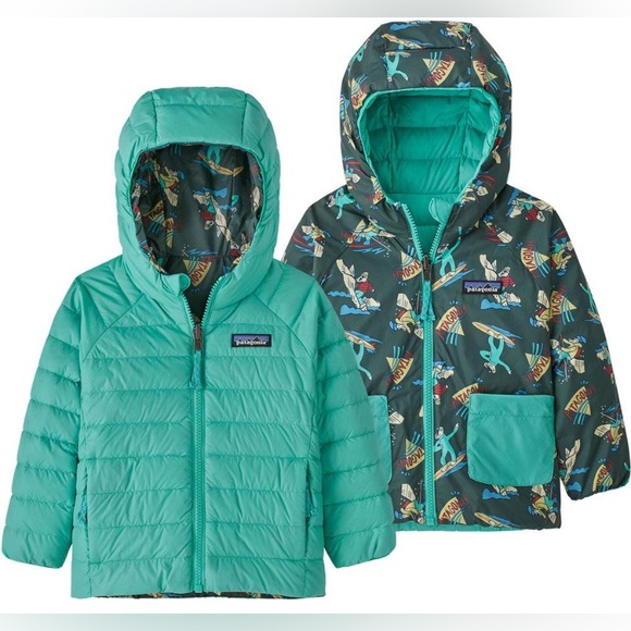 Patagonia Other - Patagonia NWT Toddler Reversible Down Sweater Hooded Jacket Size 2 T